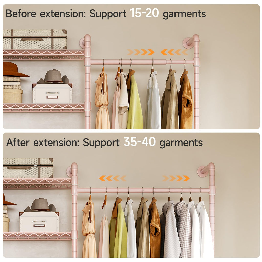 L4 Wall Mounted Heavy Duty Corner Industrial Pipe Clothing Rack