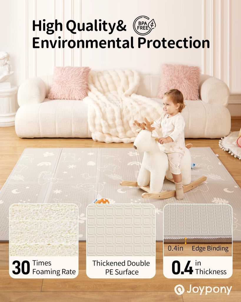 Play Mat, 59 x 79 Inch Foldable Play Mats for Babies and Toddlers, Waterproof & Anti-Slip Portable Floor Mat