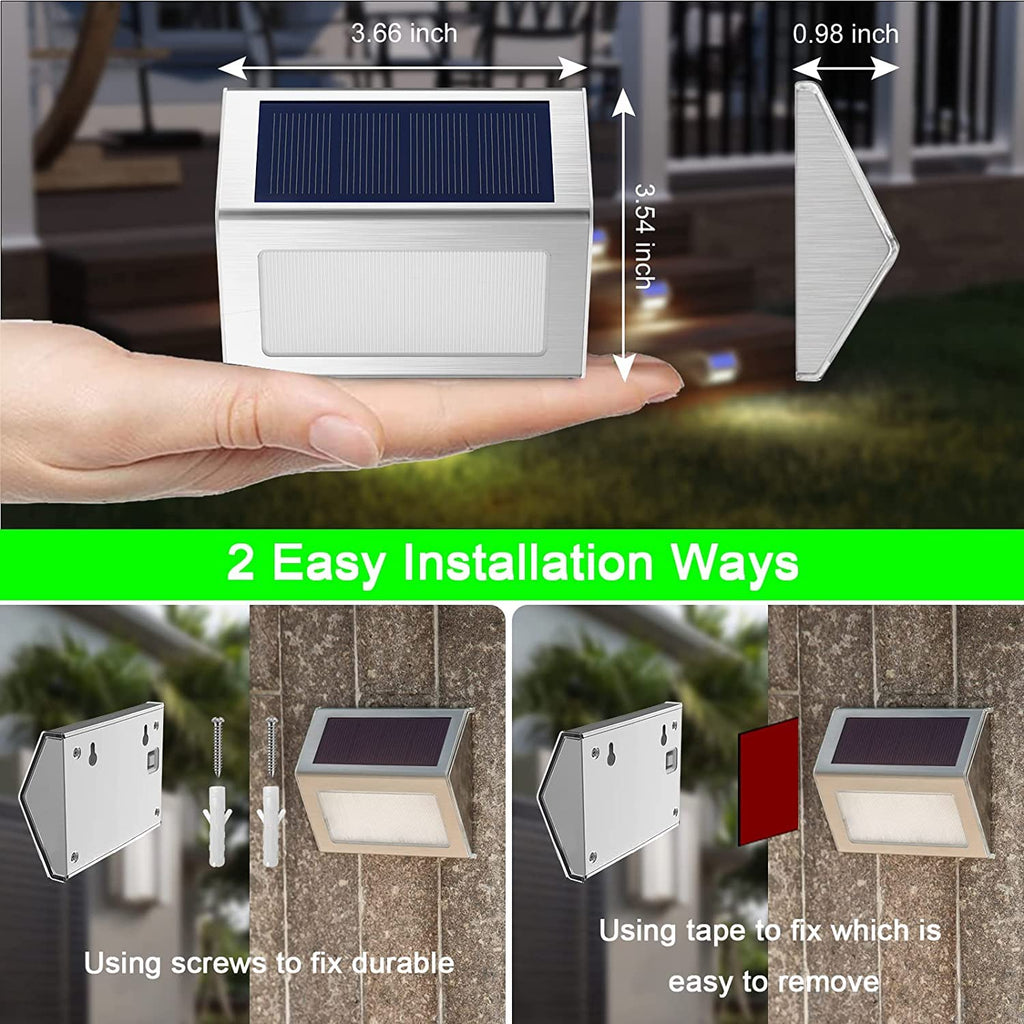 Solar Powered Lights Ideal for Step, Fence, Deck, Stair-Warm White-12P