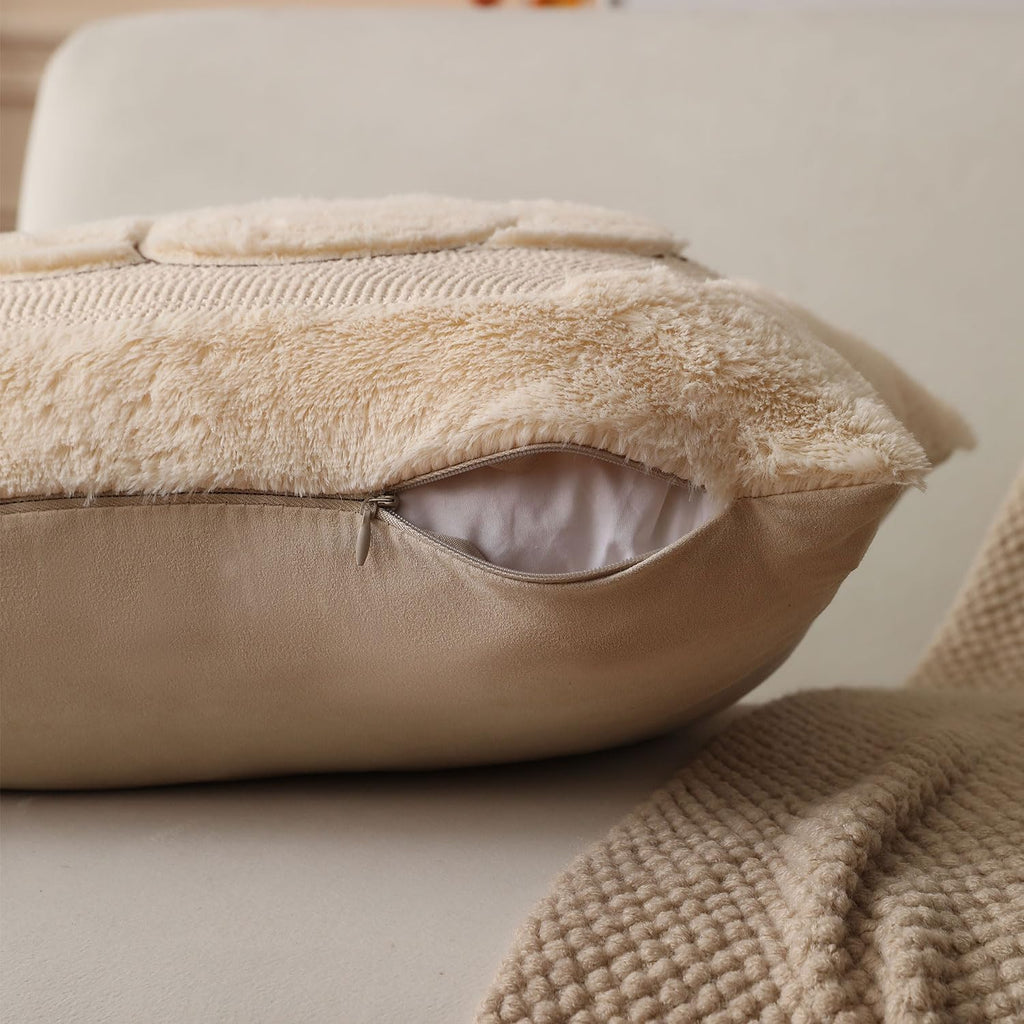 Fall Pillow Covers 18x18 2 Pack Beige Pumpkin Home Decor PT010A18 - Set of 2