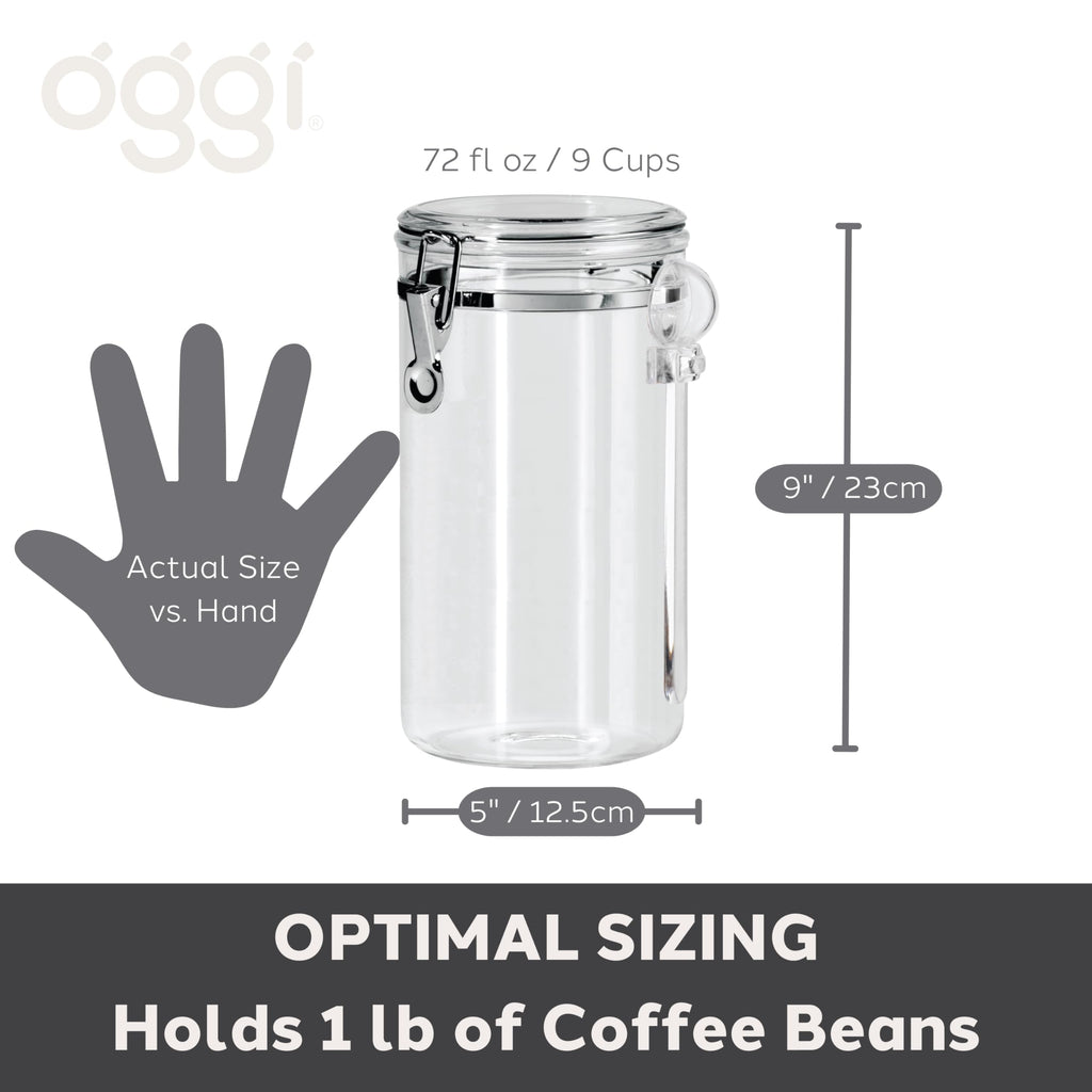 Clear Canister Airtight 72oz - Clamp Lid & Spoon - Airtight Food Storage Container, & Pantry Storage of Bulk, Dry