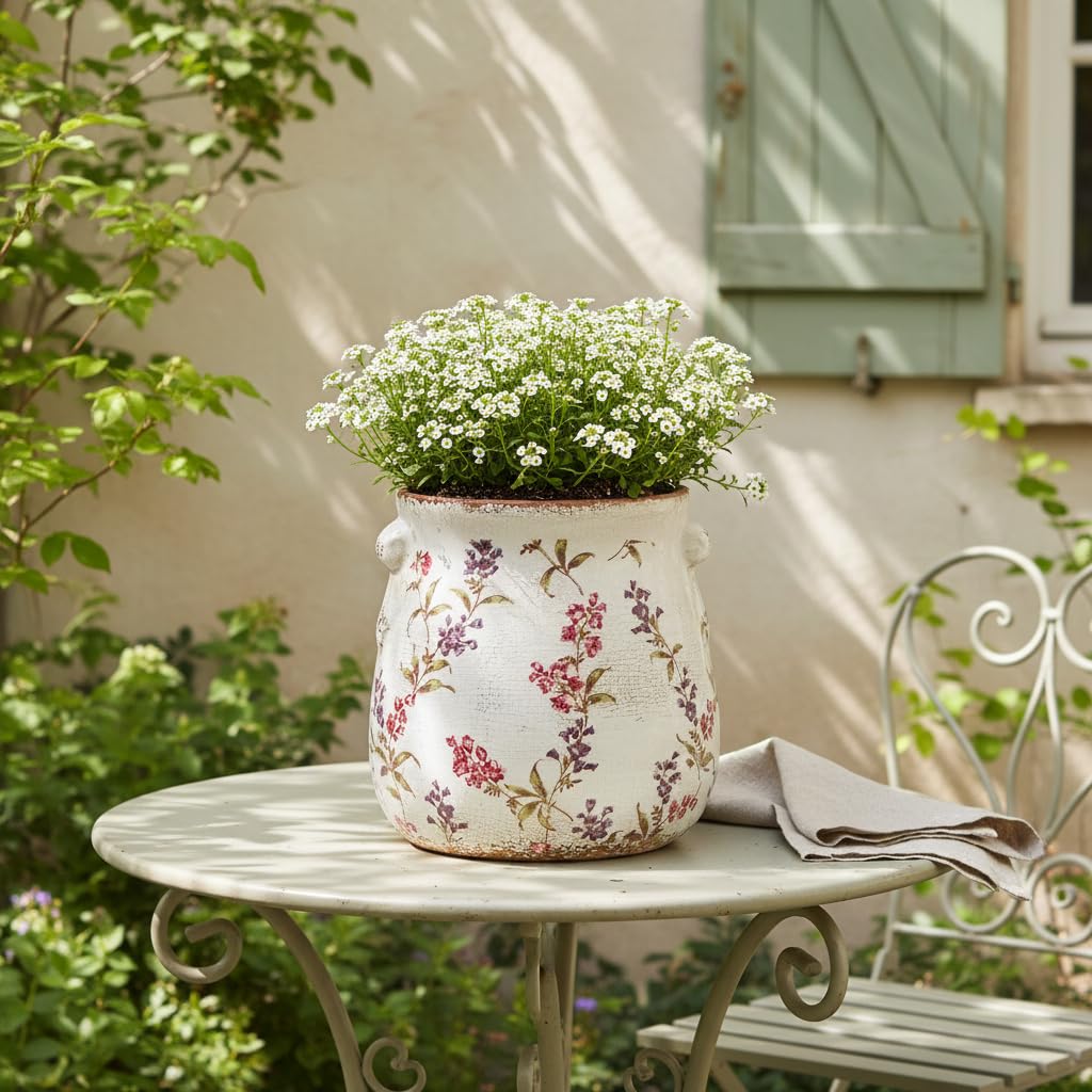French Country Ceramic Plant Pot & Kitchen Utensil Holder for Countertop