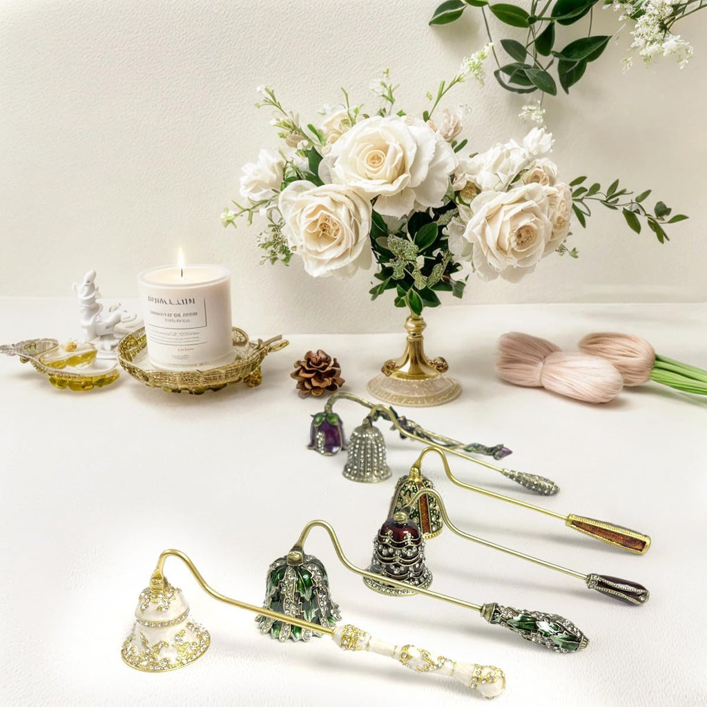Candle Snuffer Vintage Unique Candle Extinguisher Snuffer with Long Handle Decorative Candle Extinguisher Metal