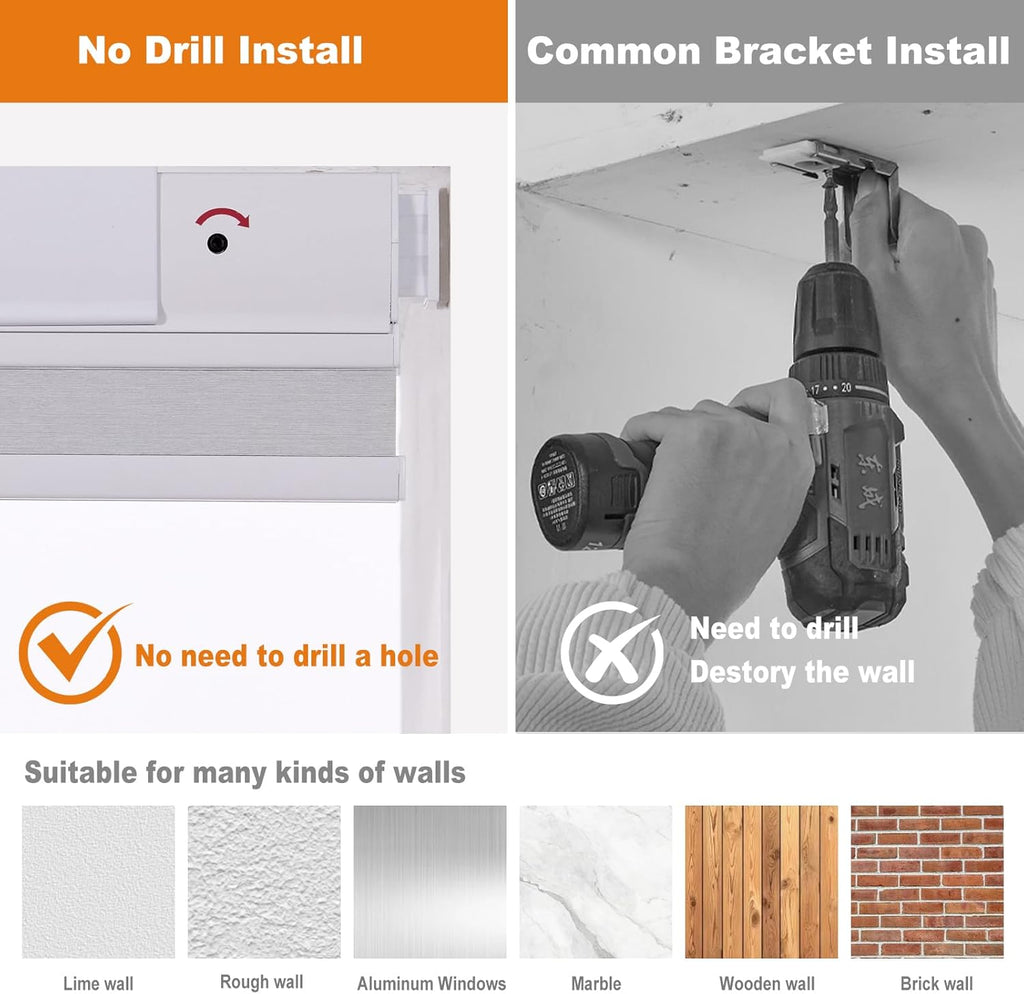 No Drill Blackout Cellular Shades for Windows,White | Top Down Bottom Up Honeycomb No Tools Cordless Blinds,Easy to