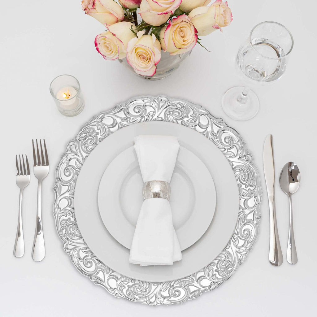 Baroque with Filigree Plastic Charger Plate | Service Plate for Parties, Dinner, Weddings, Quinceaneras and Events
