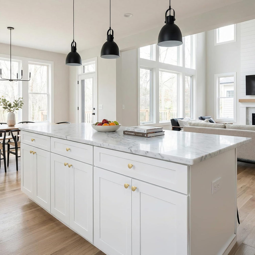 10Pack Brushed Gold Drawer Knobs for Cabinets, Brushed Brass Round Cabinet Knobs Drawers