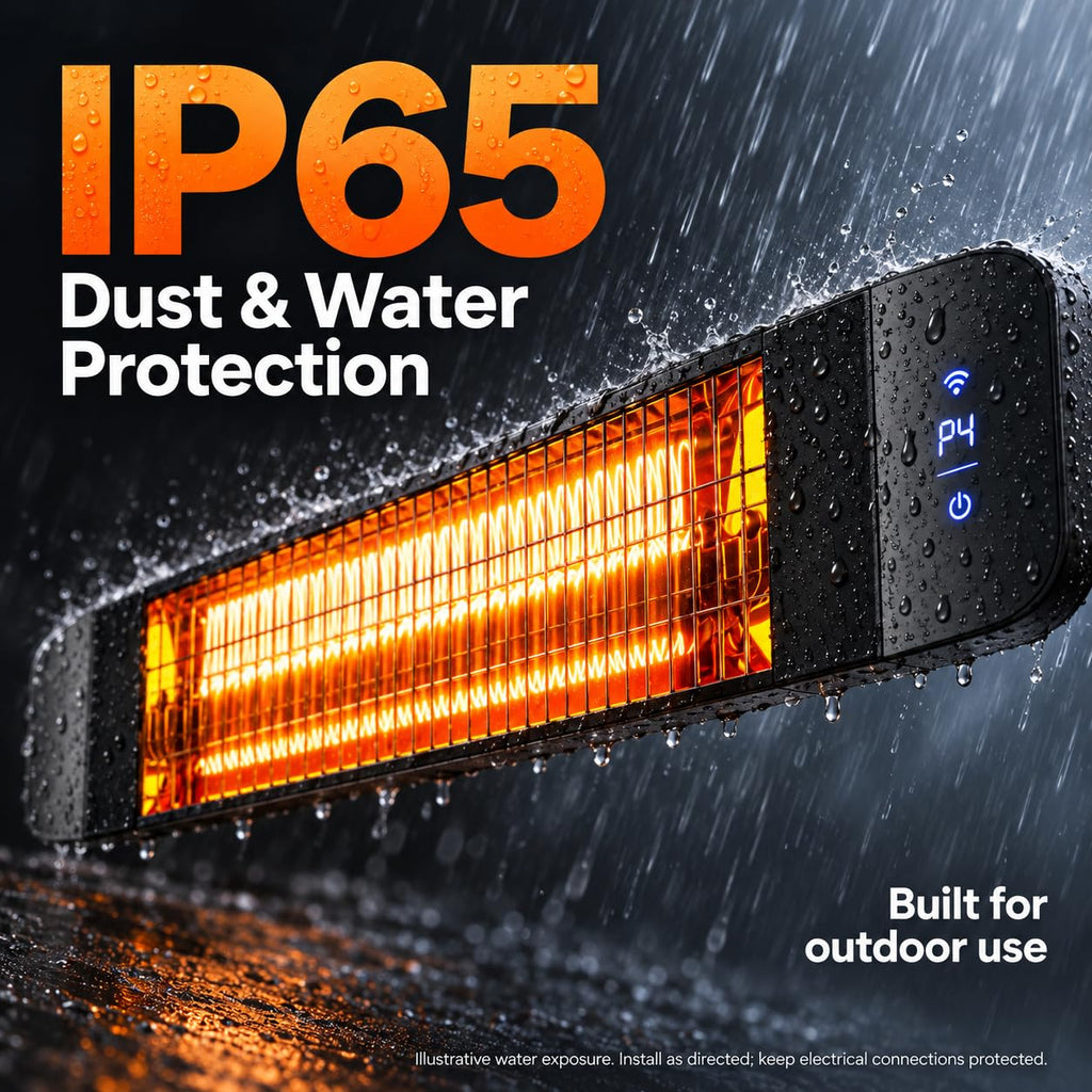 Electric Infrared Patio Heater, WiFi Wall-Mount, Black