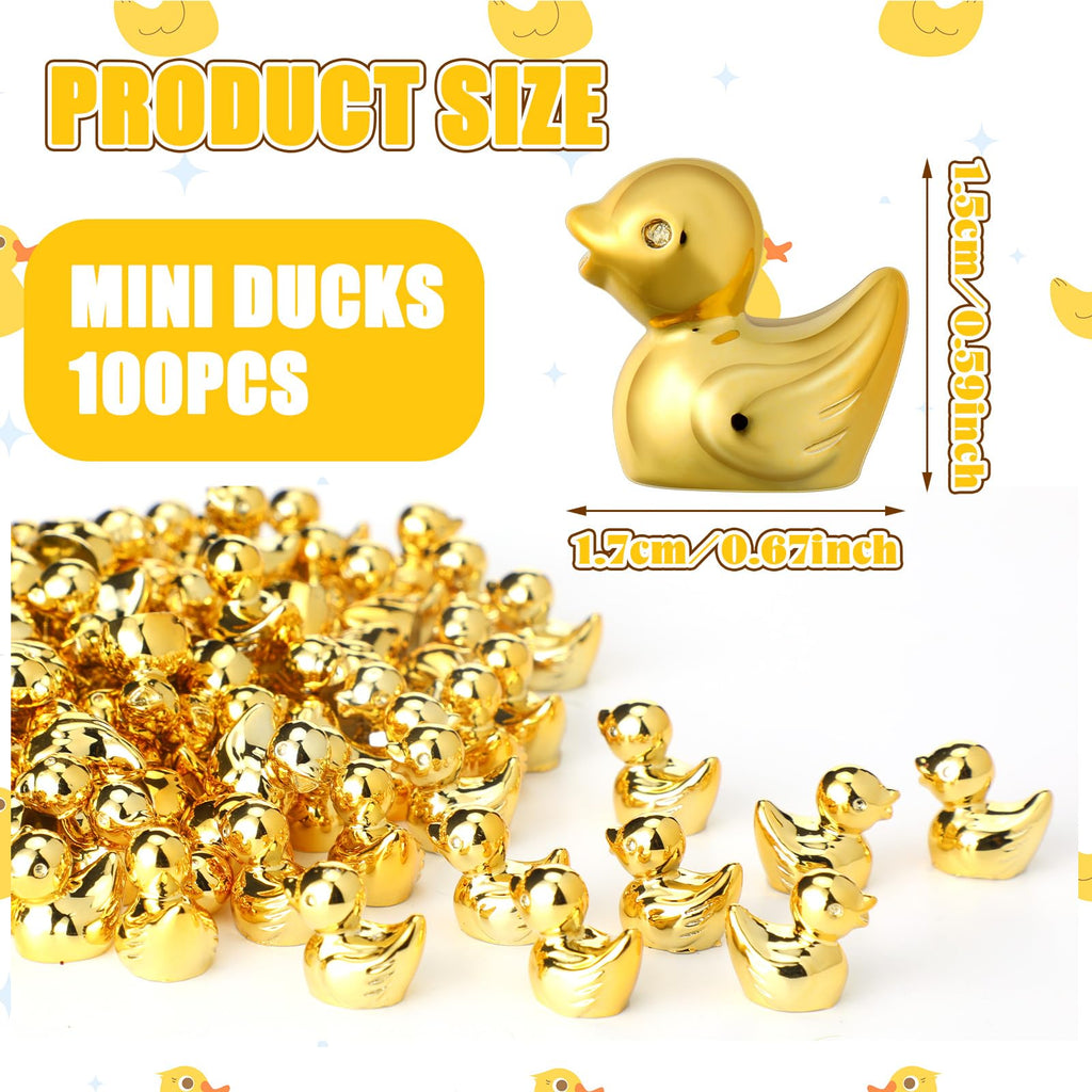 300 Pcs Mini Gold Duck Figurines Decor