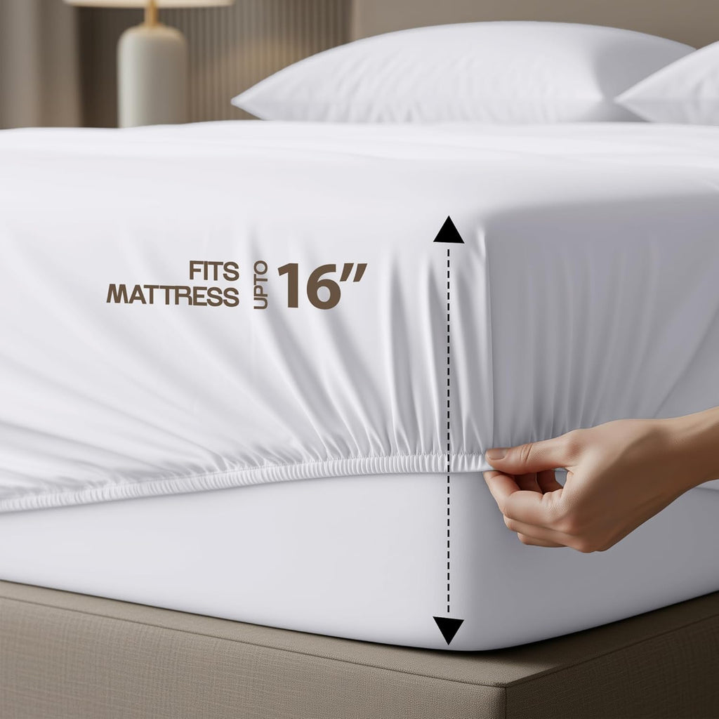 Hotel Queen Sheet Set - 4 Piece Luxury Bedding Sheets, Deep Pocket Soft & Breathable Microfiber Bed Sheets, 1 Fitted