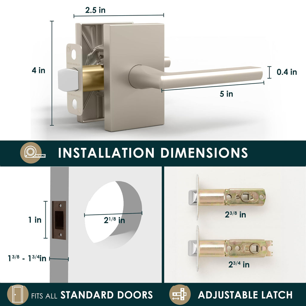 Glamor Passage Door Lever Satin Nickel - Hallway No Lock