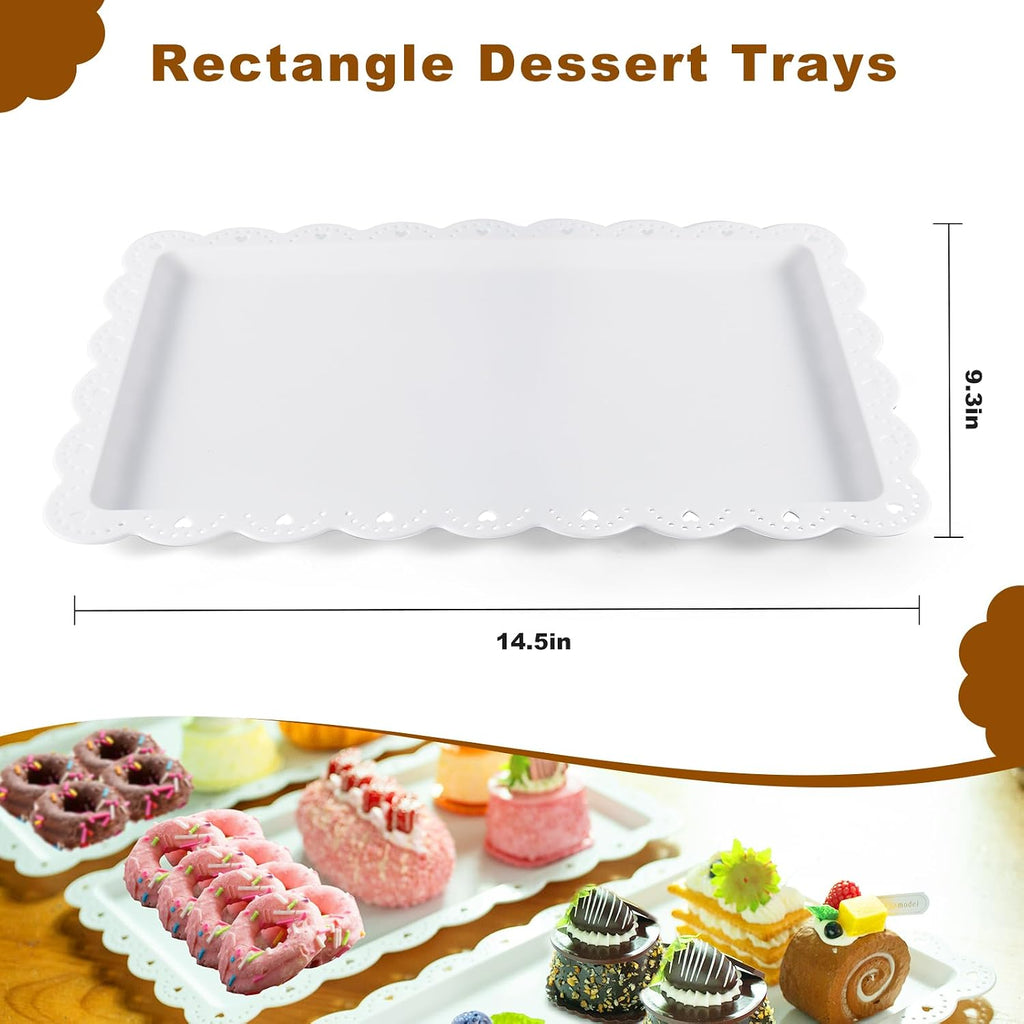 Dessert Table Display Set, 3 Tier Cupcake Stand, White Plastic - Set of 5
