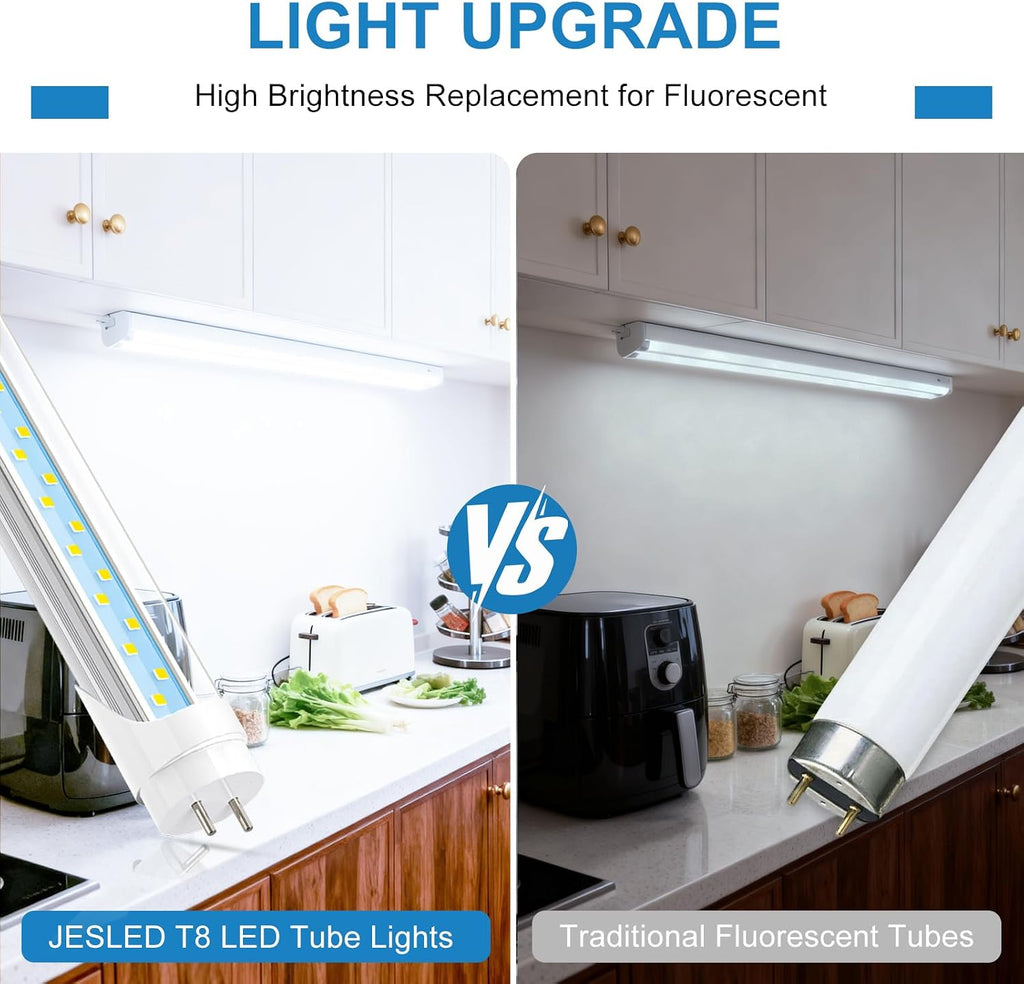 3FT T8 LED Tube Light, 6000K Cool Bright White