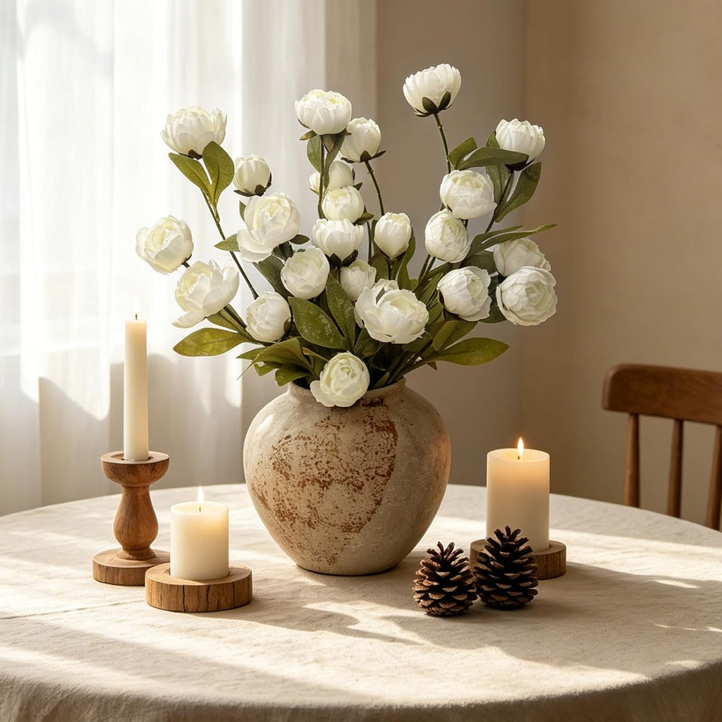 Faux Peonies Artificial Flowers for Vase - 29" Bulk Silk Fake Peonies Flower Stems, Real Touch Fake Flowers - Set of 6