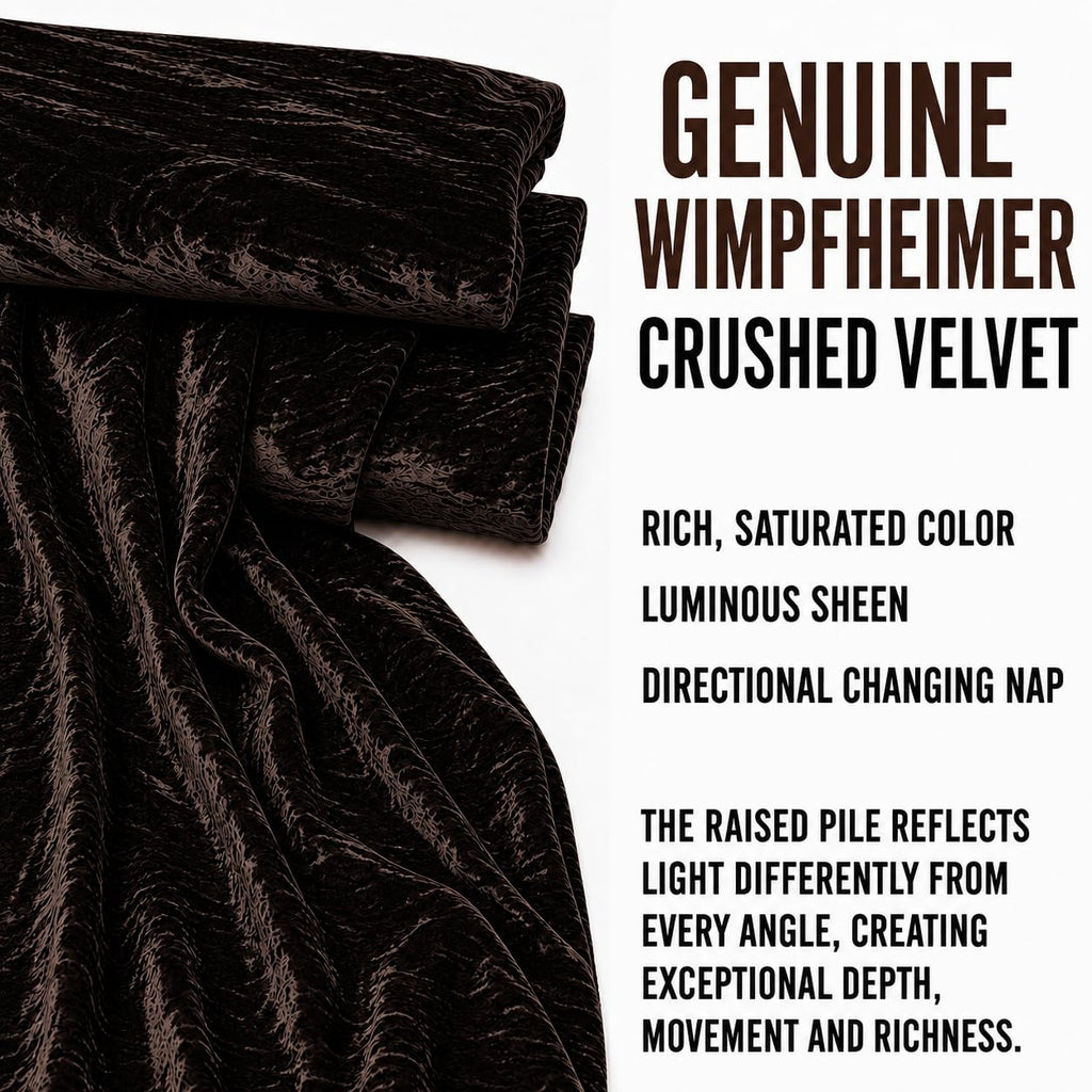 Espresso/Brown - Luxurious Crushed Velvet by - 55/56" Wide, Sold by the Yard, Premium Fabric