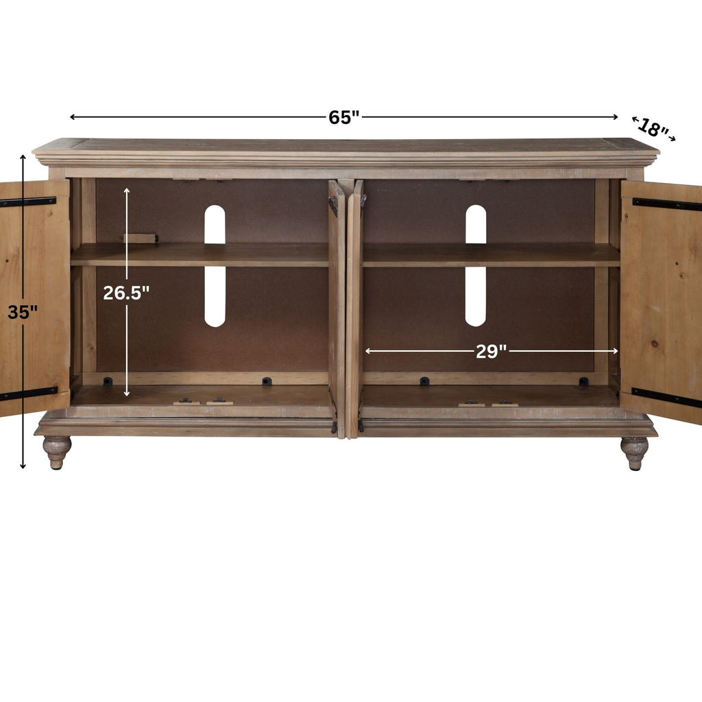 Garden District 65" Solid Wood TV Stand, Driftwood
