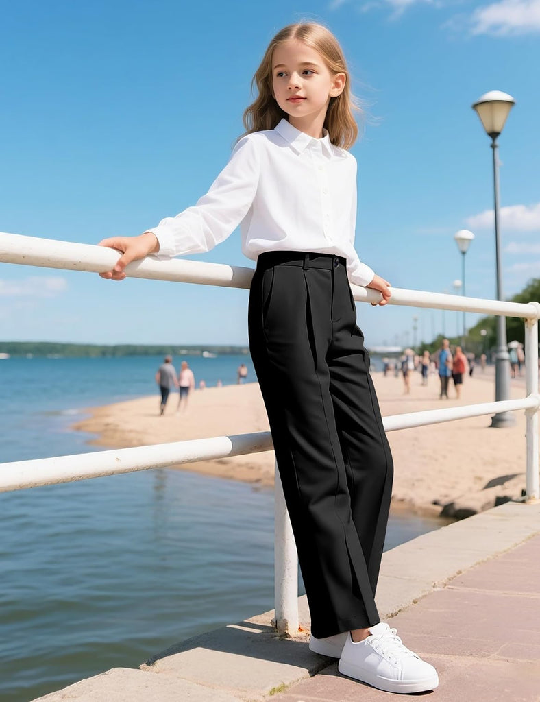 Girls Dress Pants Wide Leg Uniform Pants for Girls Preppy Clothes