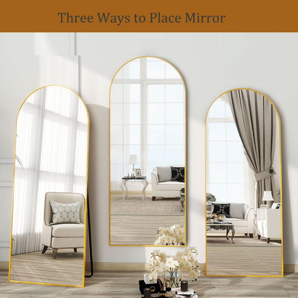 Arched Full Length Mirror, 57"X20" Large Full Body Mirror, Gold