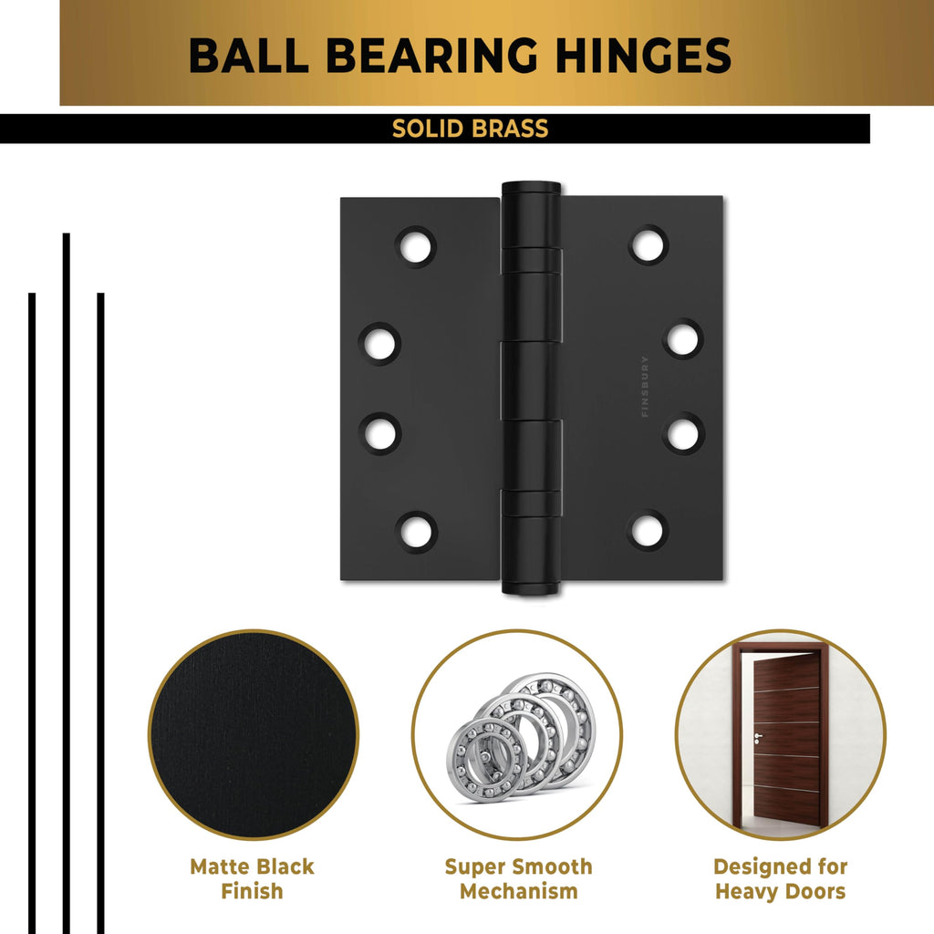 Door Hinge Ball Bearing 4 x 4 Inches Solid 304 Steel Durable Heavy Duty Machined NRP Architectural Grade Mortise