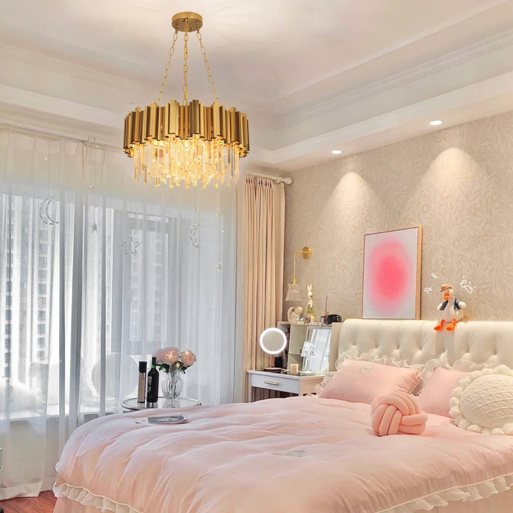 Modern Crystal Lighting 9 Lights Gold Chandelier Light Fixture Dining Room Chandeliers Living Room Bedroom Foyer