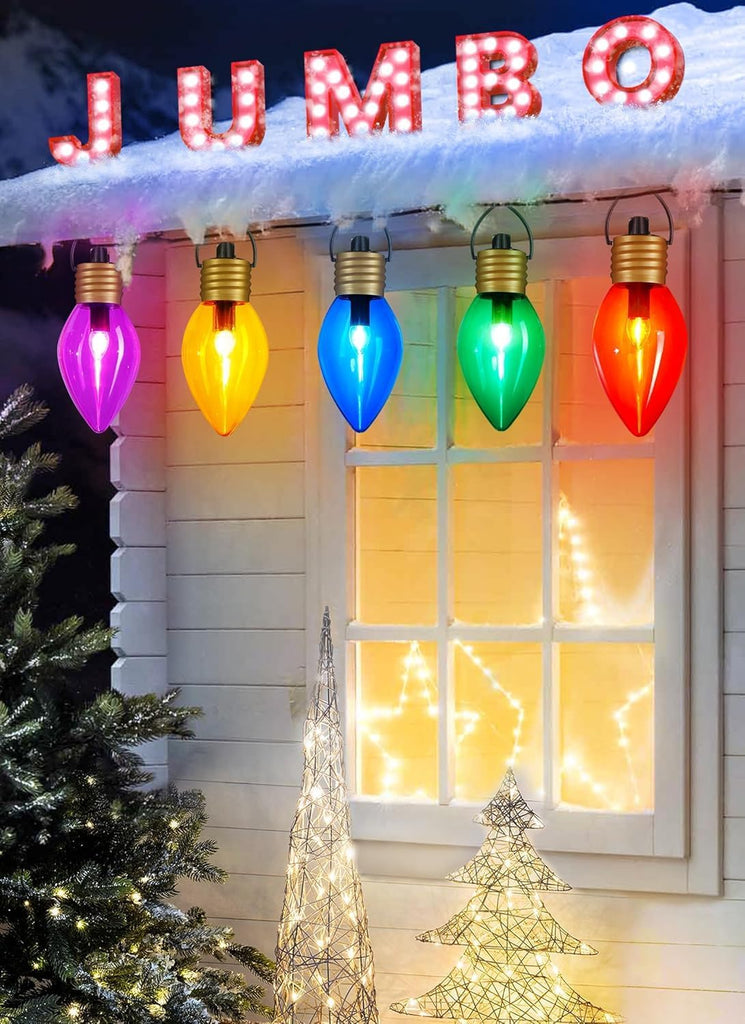 Jumbo C9 Christmas Pathway Lights Outdoor,2Pack Total 17FT C9 Walkway Light