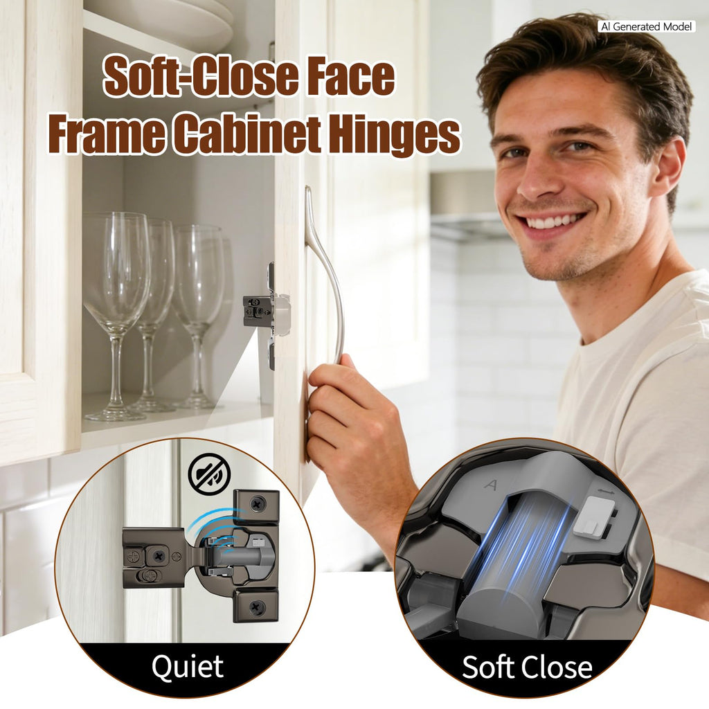 1-1/4" Face Frame Soft Close Hinges Cabinet 10Pack