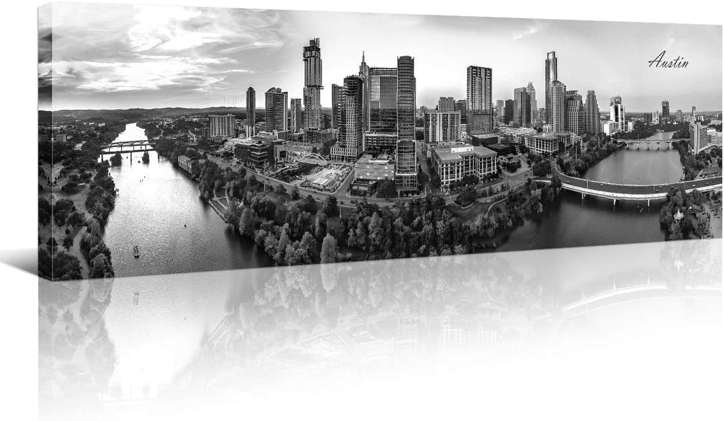 Austin Skyline Wall Art Cityscape Canvas Modern Home Decor Panorama Pictures City Building House Decorations