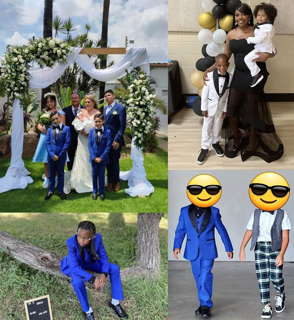 Boys Tuxedo Formal Suits 3 Piece,Shawl Lapel Jacket Vest and Pants
