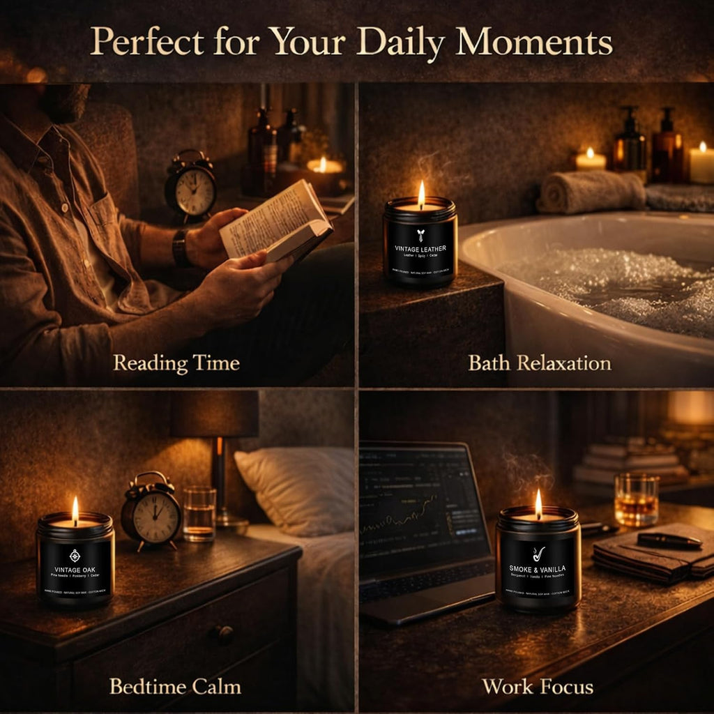 Scentes Candles Set for Men, 4 Pack Mens Masculine Soy Candles - Set of 4