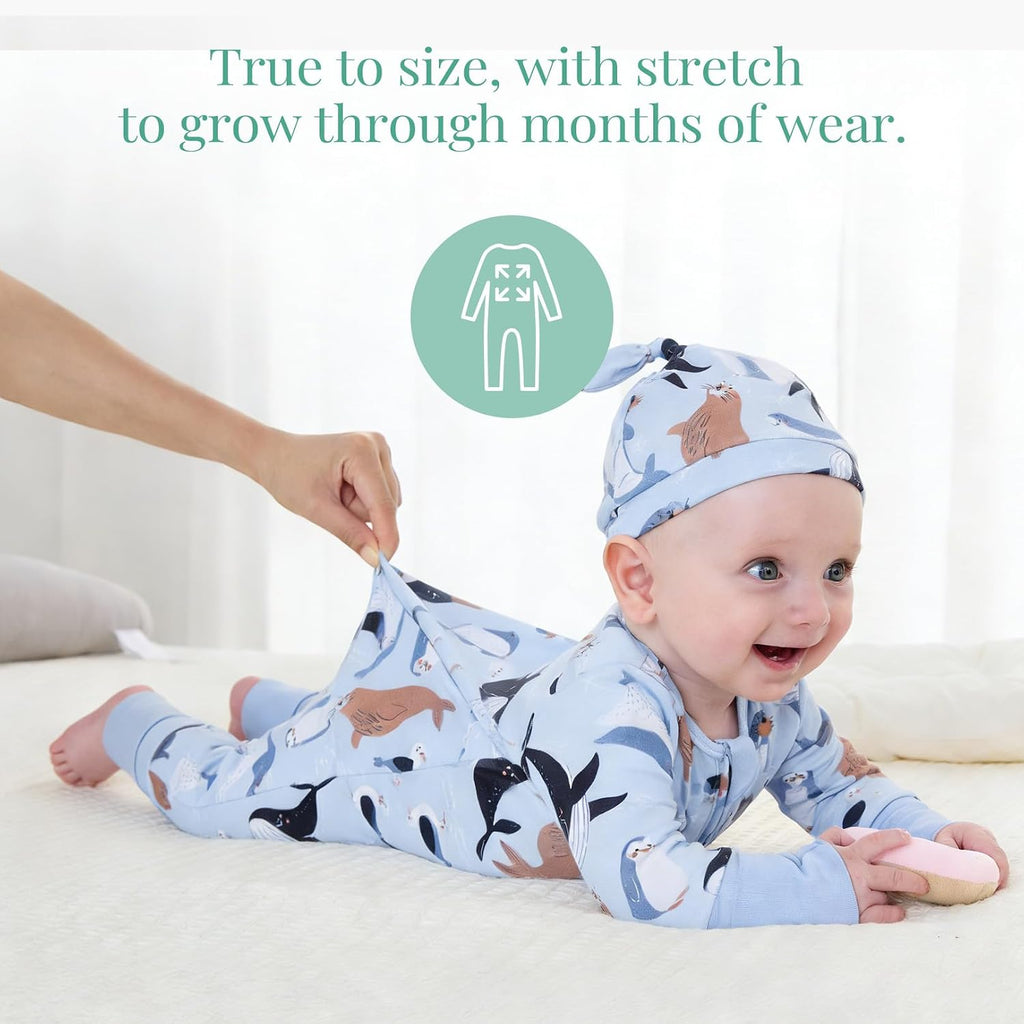 Bamboo Viscose Baby Footie Pajamas with hat