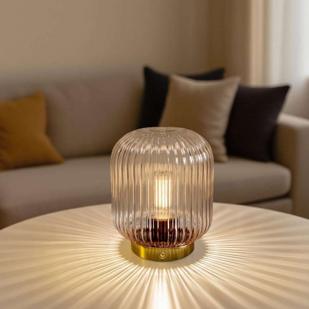 Rechargeable Table Lamp, Cordless Lamp with Memory Function, Clear