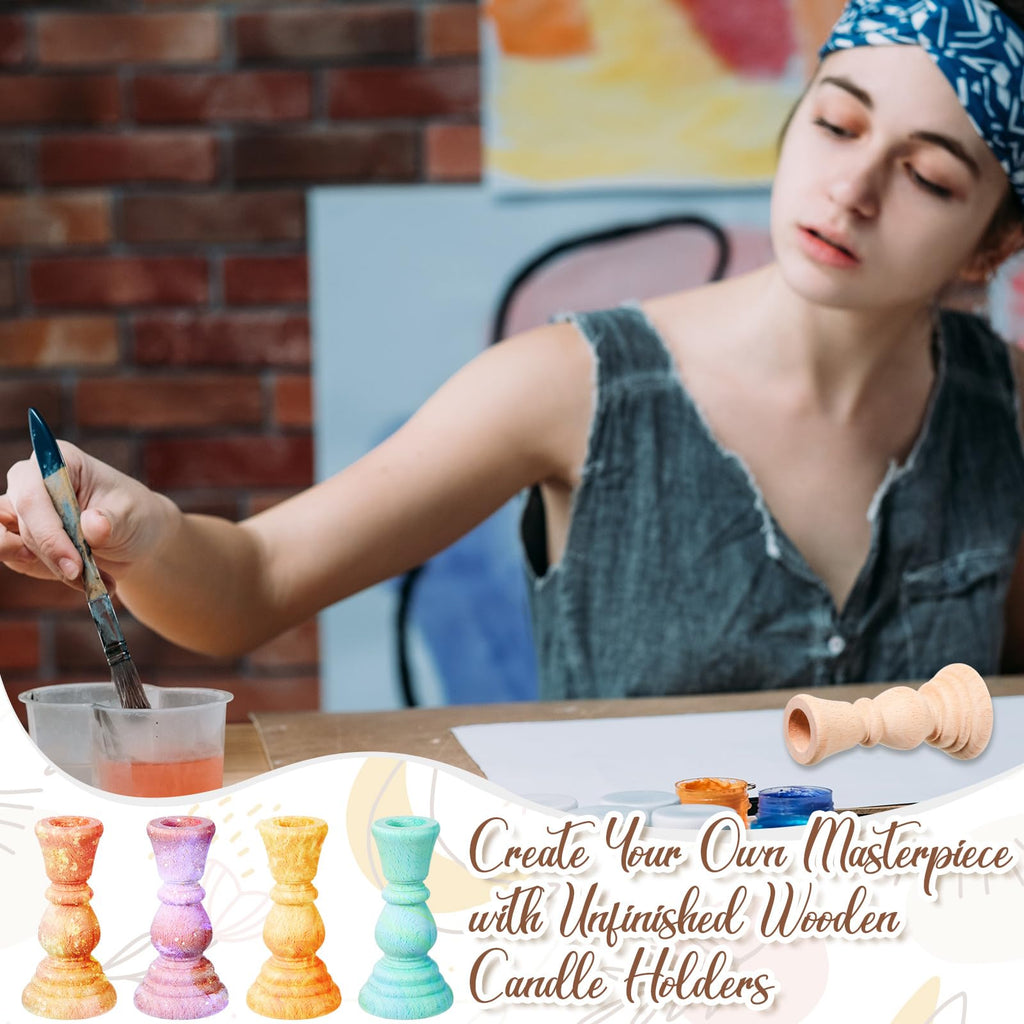 12 Pcs Wood Candlesticks Holders