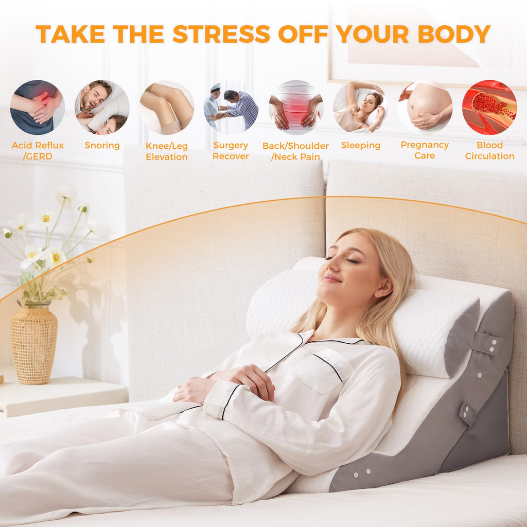 Wedge Pillow Set for After Surgery, Bed Wedge Pillow, White