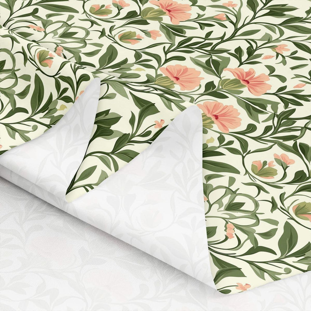 Flowers Garden Floral Orange Green Fabric by The Yard 1 Yard Botanical