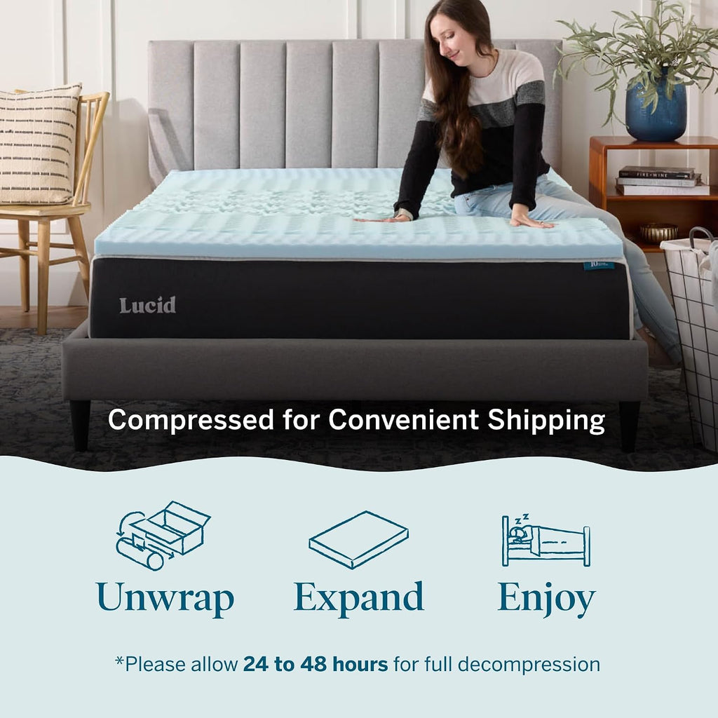 2 Inch Gel Memory Foam Mattress Topper, Queen size - 5 Zones - Cooling Gel Infusion - CertiPur Certified Foam