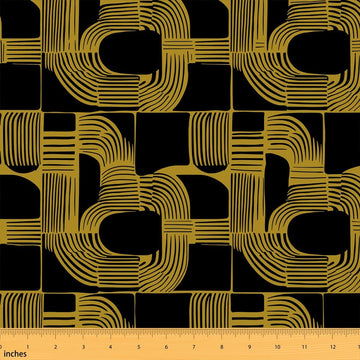 Boho Ethnic Fabric By The Yard Geometric Stripes Upholstery Fabric 2 Yards Black Yellow Bohemian Striped Waterproof