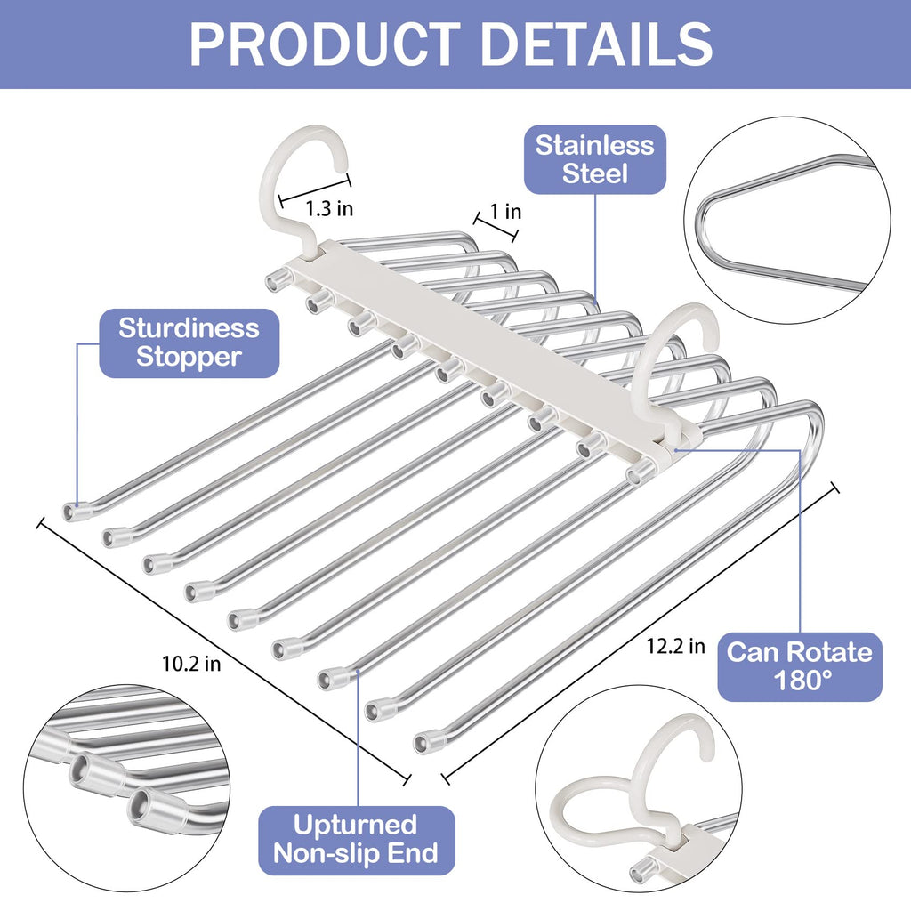 Upgrade 9 Layers Pants Hanger Space Saving Non-Slip Closet Organizer 2 Pack