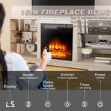 Fireplace TV Stand for TVs up to 65 Inches, Modern Entertainment Center with Built-In Electric Fireplace Heater and Adjustable Glass Shelves, Grey