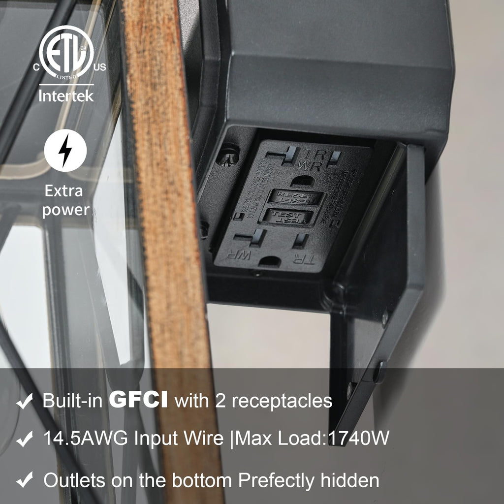 Dusk to Dawn Outdoor Porch Light with GFCI Outlet, 3 Lighting Modes Anti-Rust Waterproof Industrial Outdoor