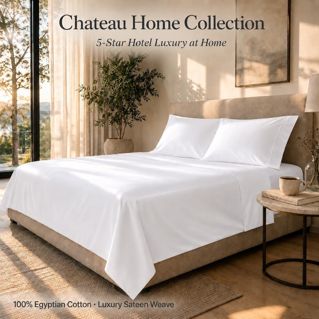 100% Egyptian Cotton Sheets King Sheets Set with Fully Elasticated 15" Deep Fitted Sheet & Pillowcase Sets, 800TC