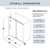 Frameless Shower Door, 56-60" W x 75" H Sliding Shower Doors