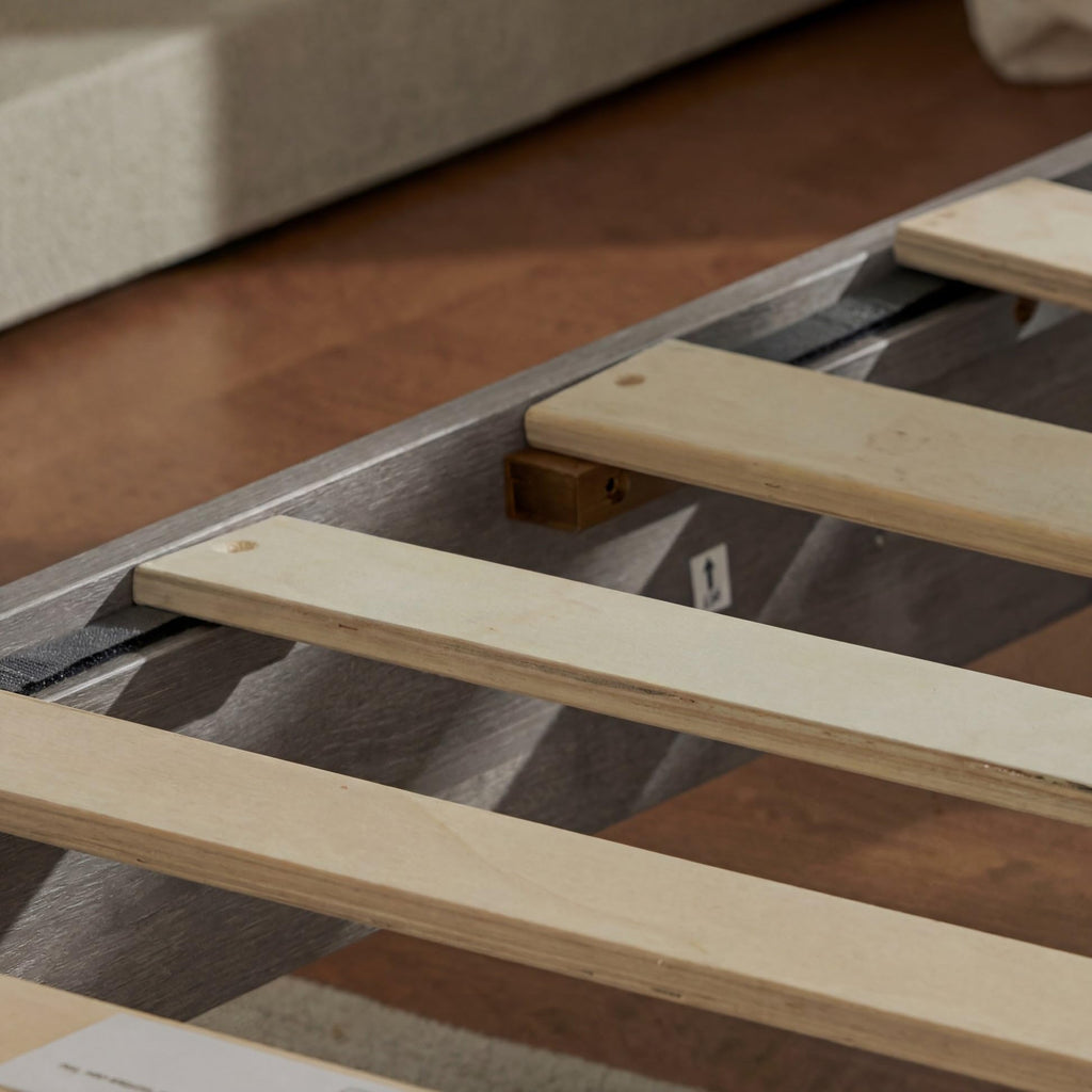 King Bed Frame with Headboard Signature Wood Platform, Noise Free, Under Bed Storage, No Box Spring Needed, Easy
