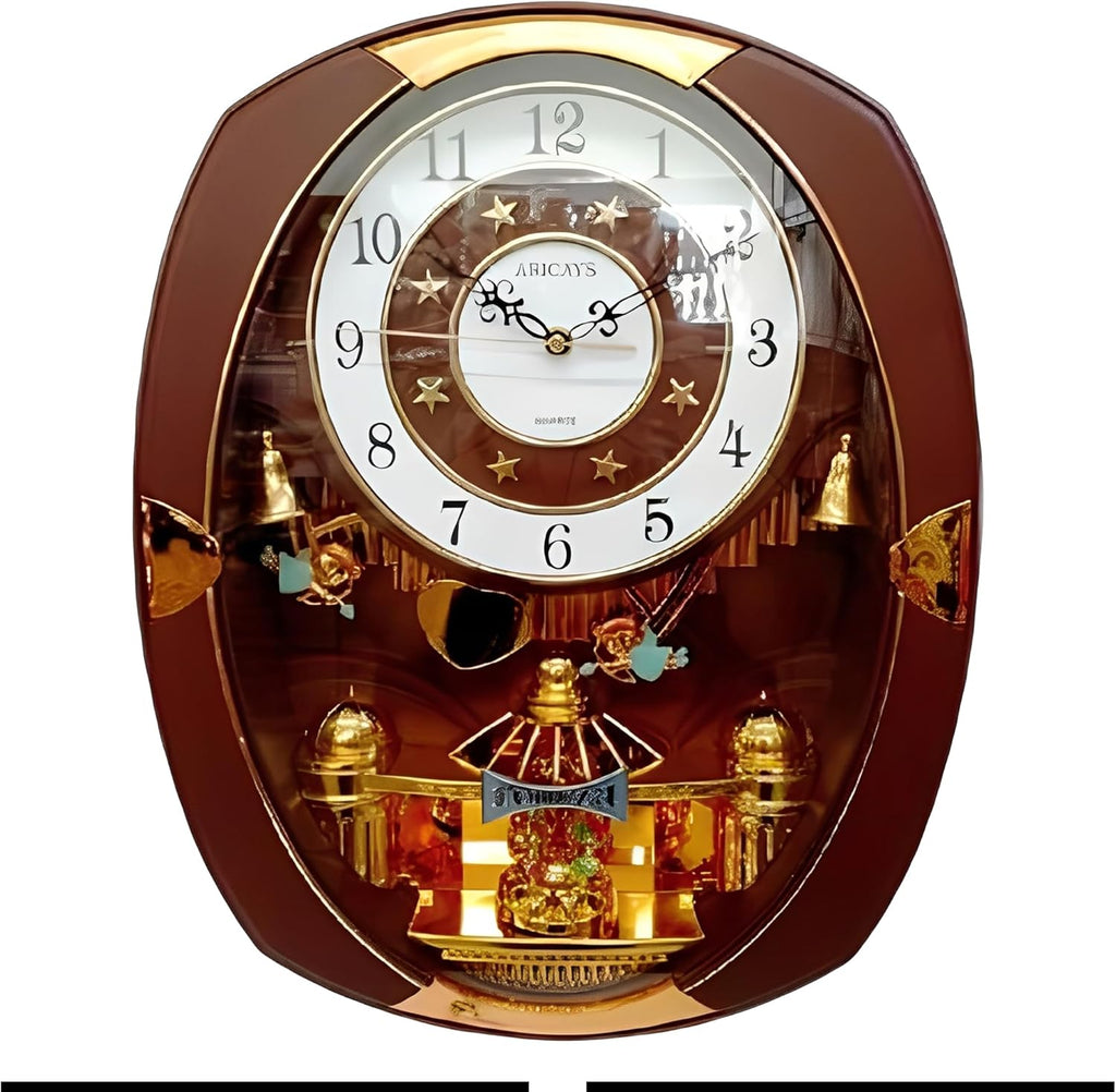 Armor 18" H Brown and Golden Color Classic Rotating Pendulum Wall Clock Decorative Wall Timepiece Adds Timeless Charm to Any Room Unique...
