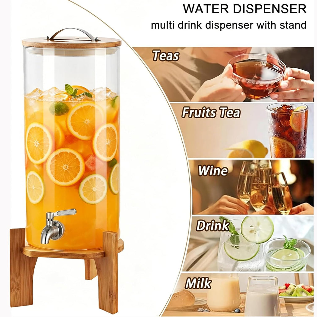 Beverage Dispenser,2.9 Gallon Glass Drink Dispenser with Stand,Glass water dispenser with Spigot, Large Drink