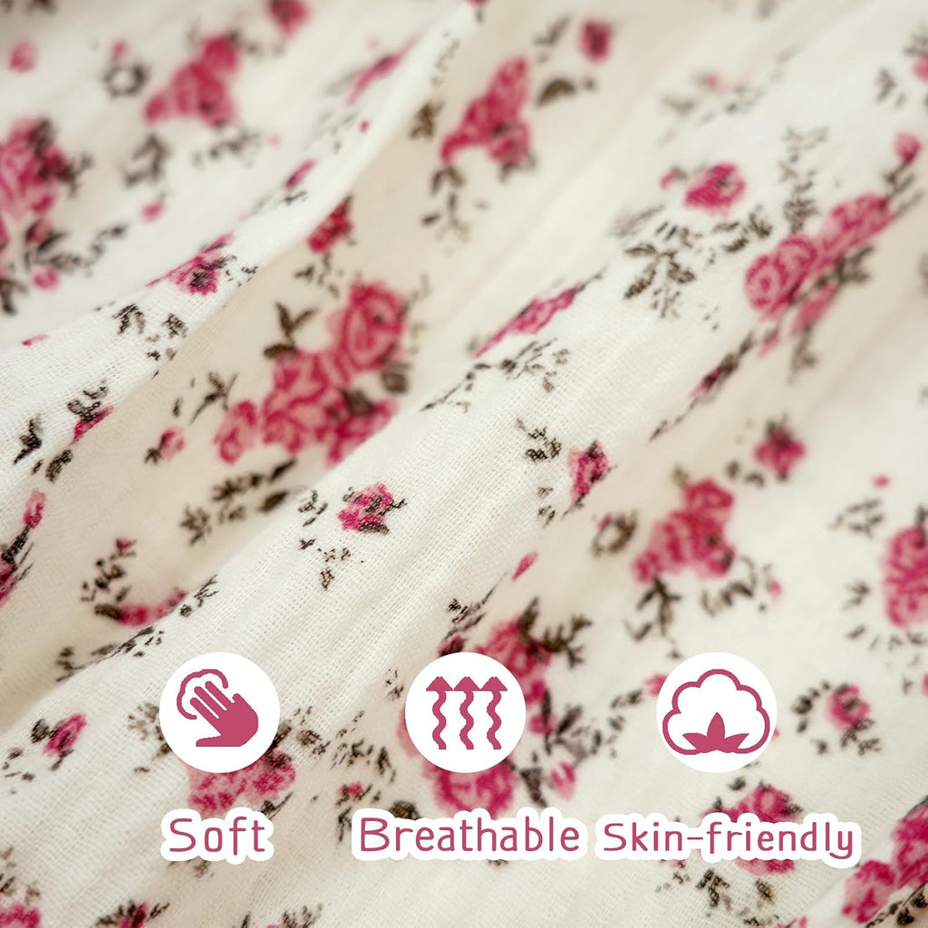Baby Girl Floral Romper Ruffle Peter Pan Collar Bubble Sleeve Bodysuit Cotton Jumpsuit One Piece Cute Baby