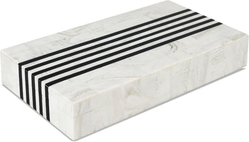Large Decorative Storage Box with Lid - Black White Modern Storage Box, Remote Control Organizer for Coffee Table