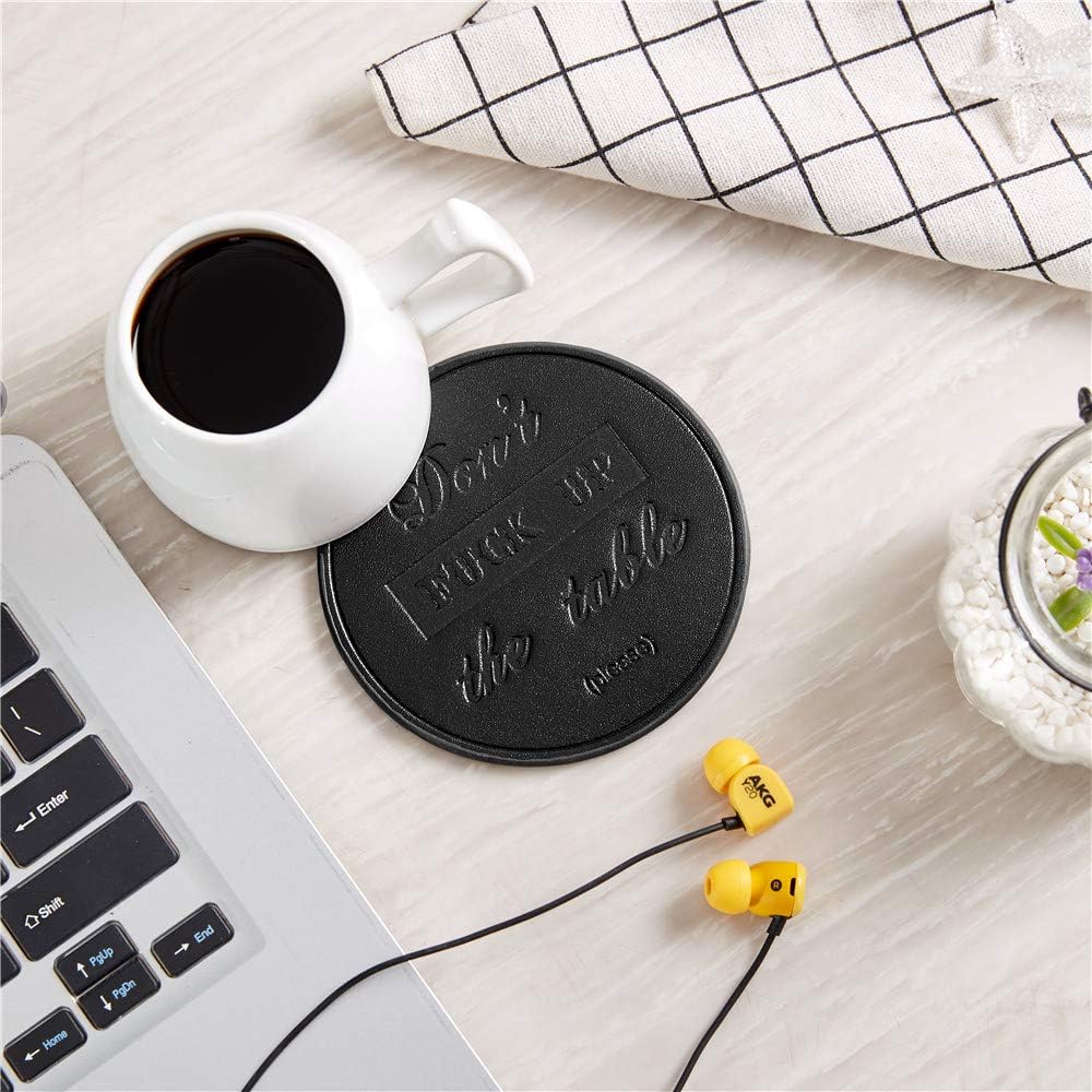 Funny Coasters, Leather Coasters with Holder, Perfect Housewarming Hostess Gifts, Protect Furniture from Water - Set of 6