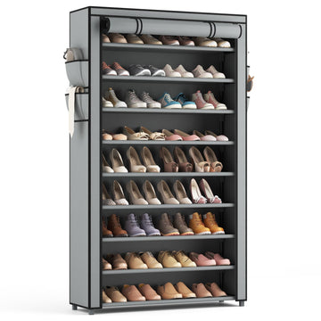 Shoe Rack with Covers 10 Tier Tall Shoe Rack Organizer Large Capacity Shoe Shelf Storage 40 Pairs Space Saving Free