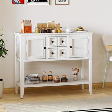 Sideboard Buffet Cabinet with Storage, 42'' Wood Credenza, Accent Coffee Bar Cabinet with Open Shelf, 2 Drawers & 2