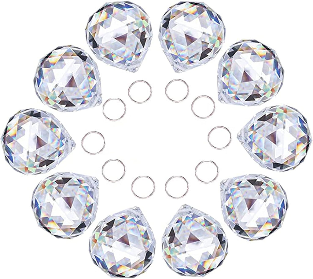 10 Pcs 30mm Clear Crystal Ball Prism Chandelier Ceiling Lamp Pendants Decor - Crystal Ball Prism Pendants 30mm Clear