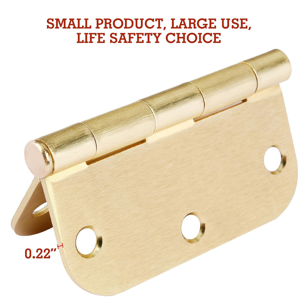 Residential Door Hinges Brushed Brass 3.5 Inch X 3 1/2" Rounded